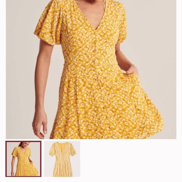 COPY - Abercrombie & Fitch Yellow Floral Dress Size Small - Picture 1 of 3